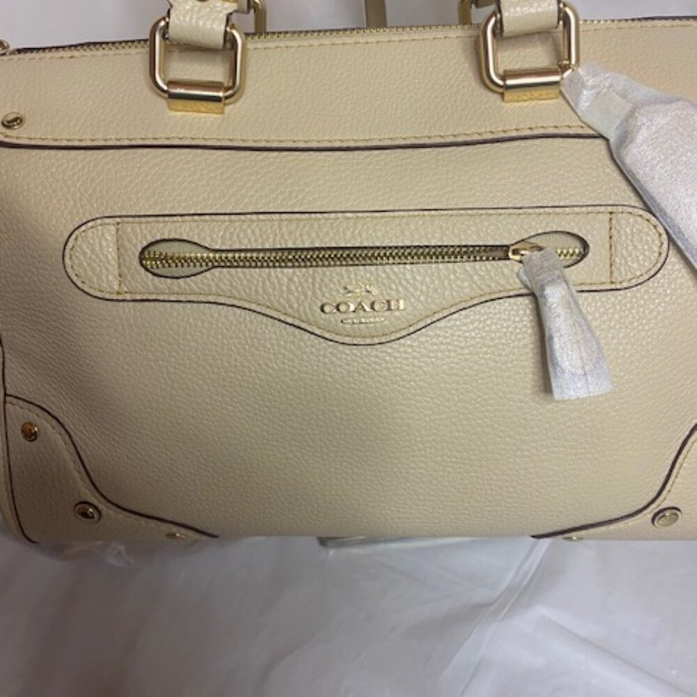 Coach Millie Pebbled Leather Satchel Bag in Ivory (NEW) - Picture 2 of 10